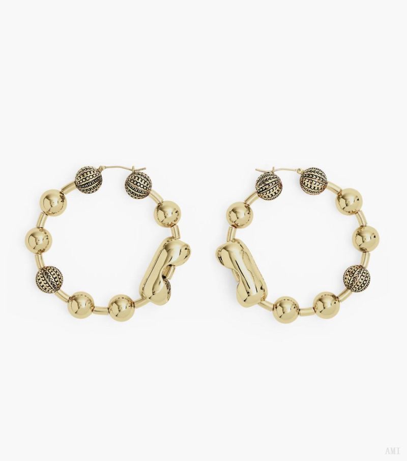 Marc Jacobs |Le Monogram Ball Chain Hoop - Light Antique Gold |France Outlet